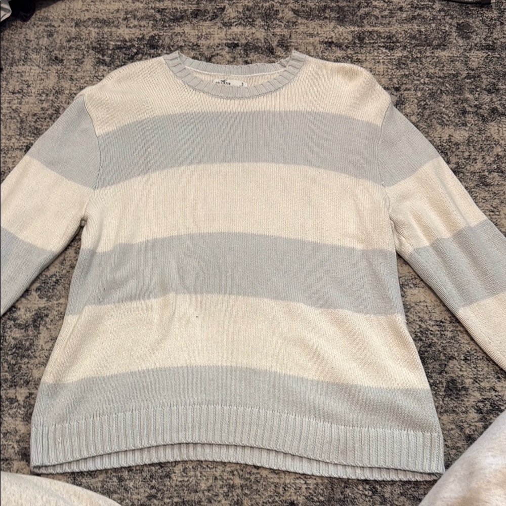 Striped Cream and Gray Women's Sweater